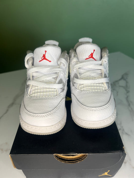 Jordan 4 Retro (TD) White & Gray Sneakers 7C