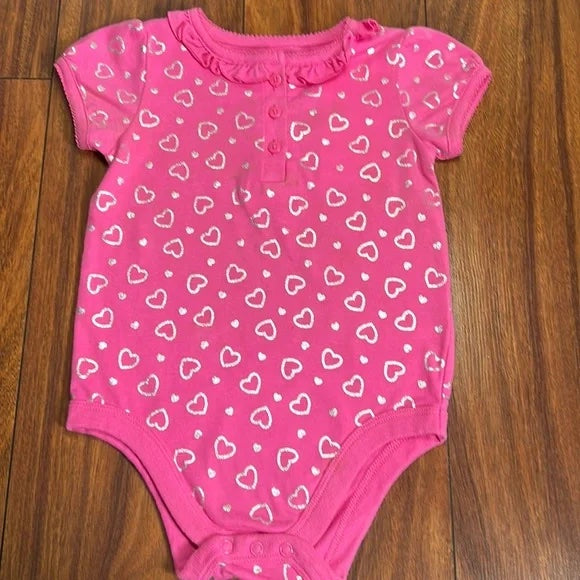 Garanimals Pink & Silver Heart Onesie Bodysuit