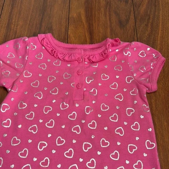 Garanimals Pink & Silver Heart Onesie Bodysuit