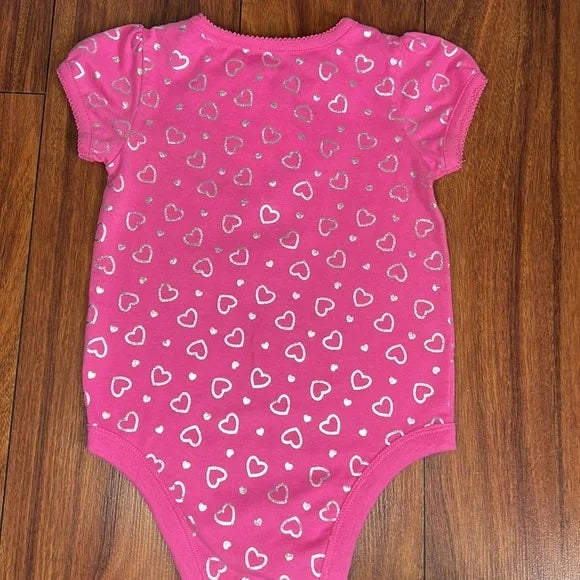 Garanimals Pink & Silver Heart Onesie Bodysuit