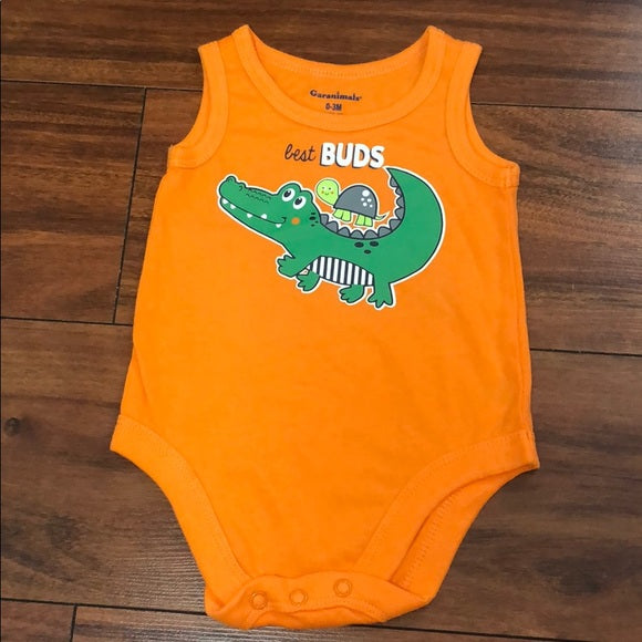 Garanmials Orange Grey Tank Bodysuit Shorts "Best Buds" Outfit