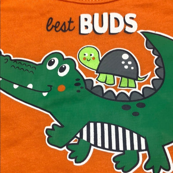 Garanmials Orange Grey Tank Bodysuit Shorts "Best Buds" Outfit