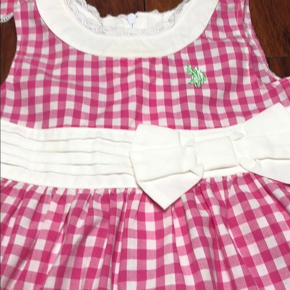 Polo Plaid Dress and Hat Pink and White