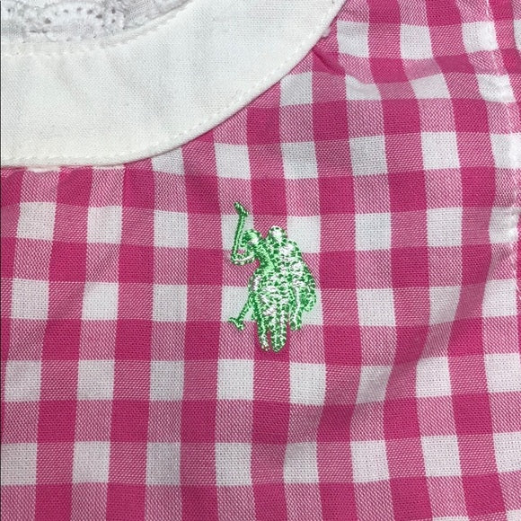 Polo Plaid Dress and Hat Pink and White