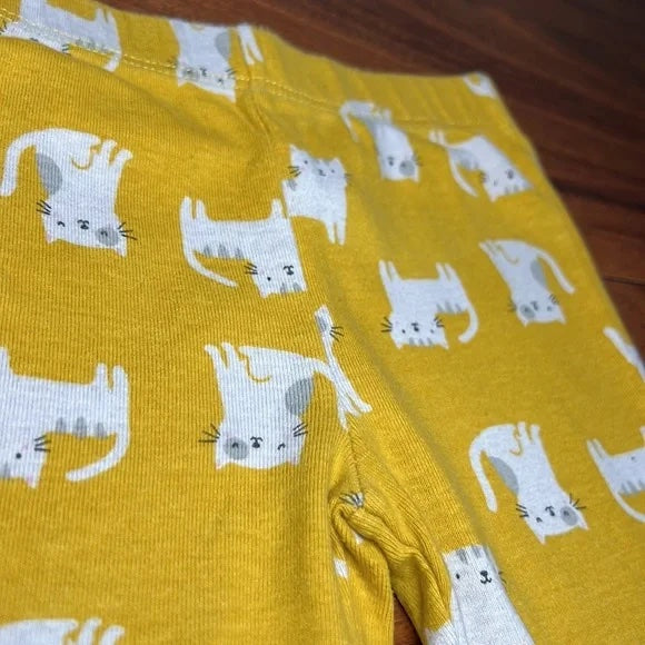 Carter’s Grey and Yellow Onesie Bodysuit and Cat Leggings Outfit Set