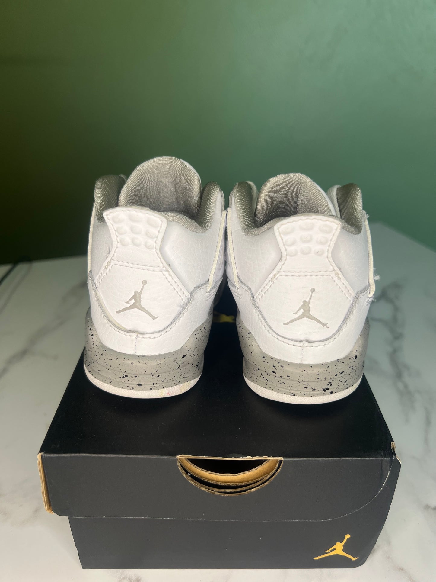 Jordan 4 Retro (TD) White & Gray Sneakers 7C