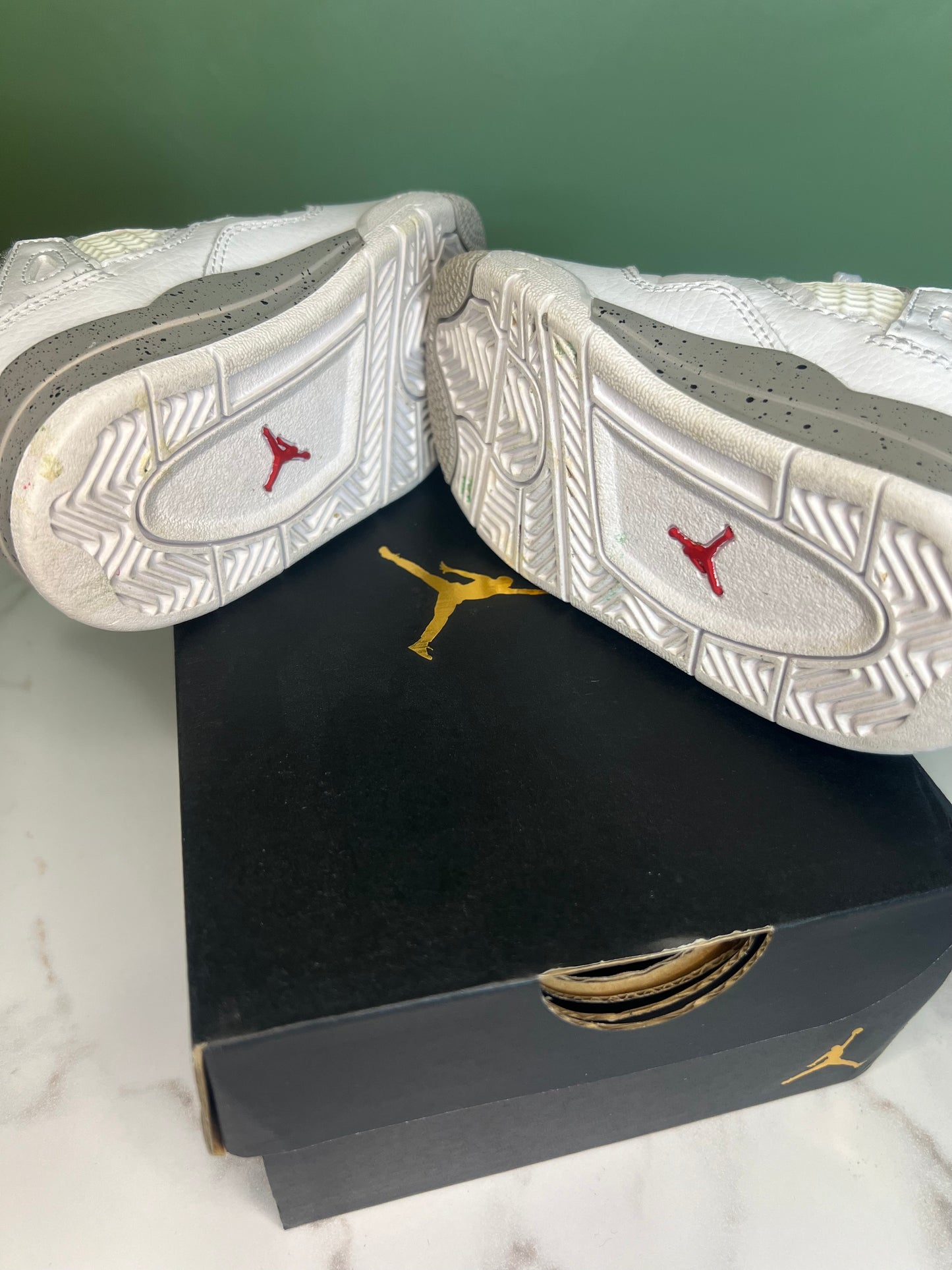 Jordan 4 Retro (TD) White & Gray Sneakers 7C