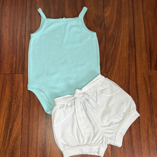 Garanimals Teal and White Tank and Short Outfit Set