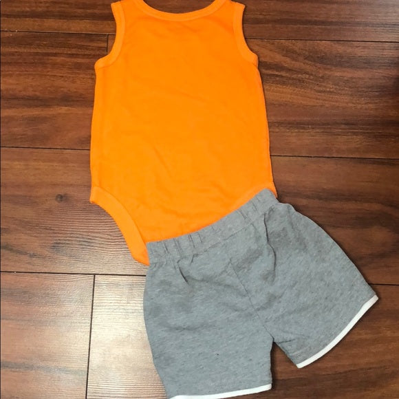 Garanmials Orange Grey Tank Bodysuit Shorts "Best Buds" Outfit