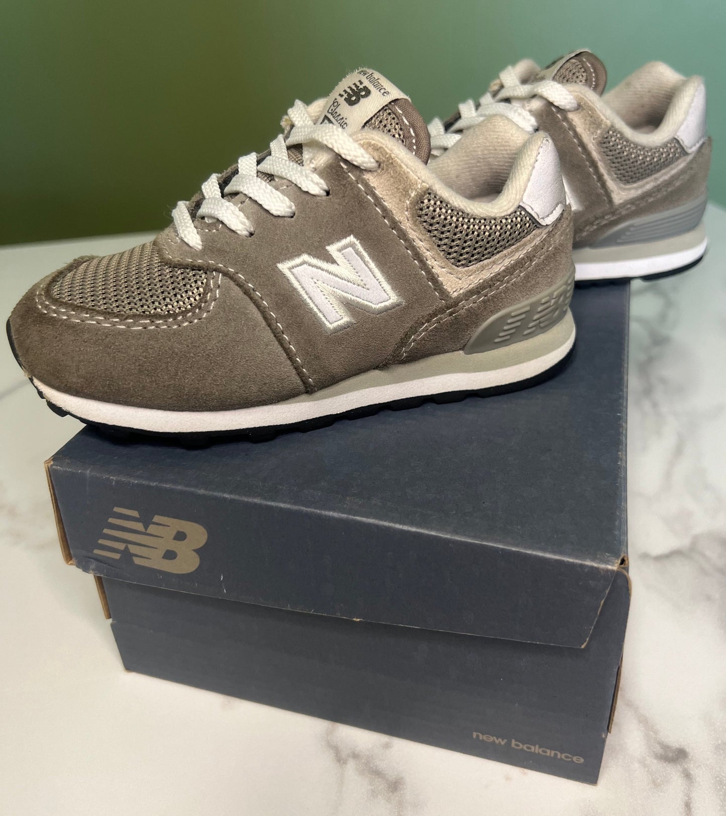 New Balance 574 Gray White Sneakers (TD) 7C