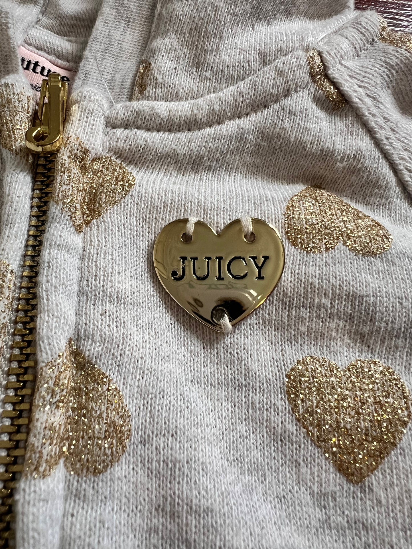 Juicy Couture Gold & Cream Heart Shirt w/Hood