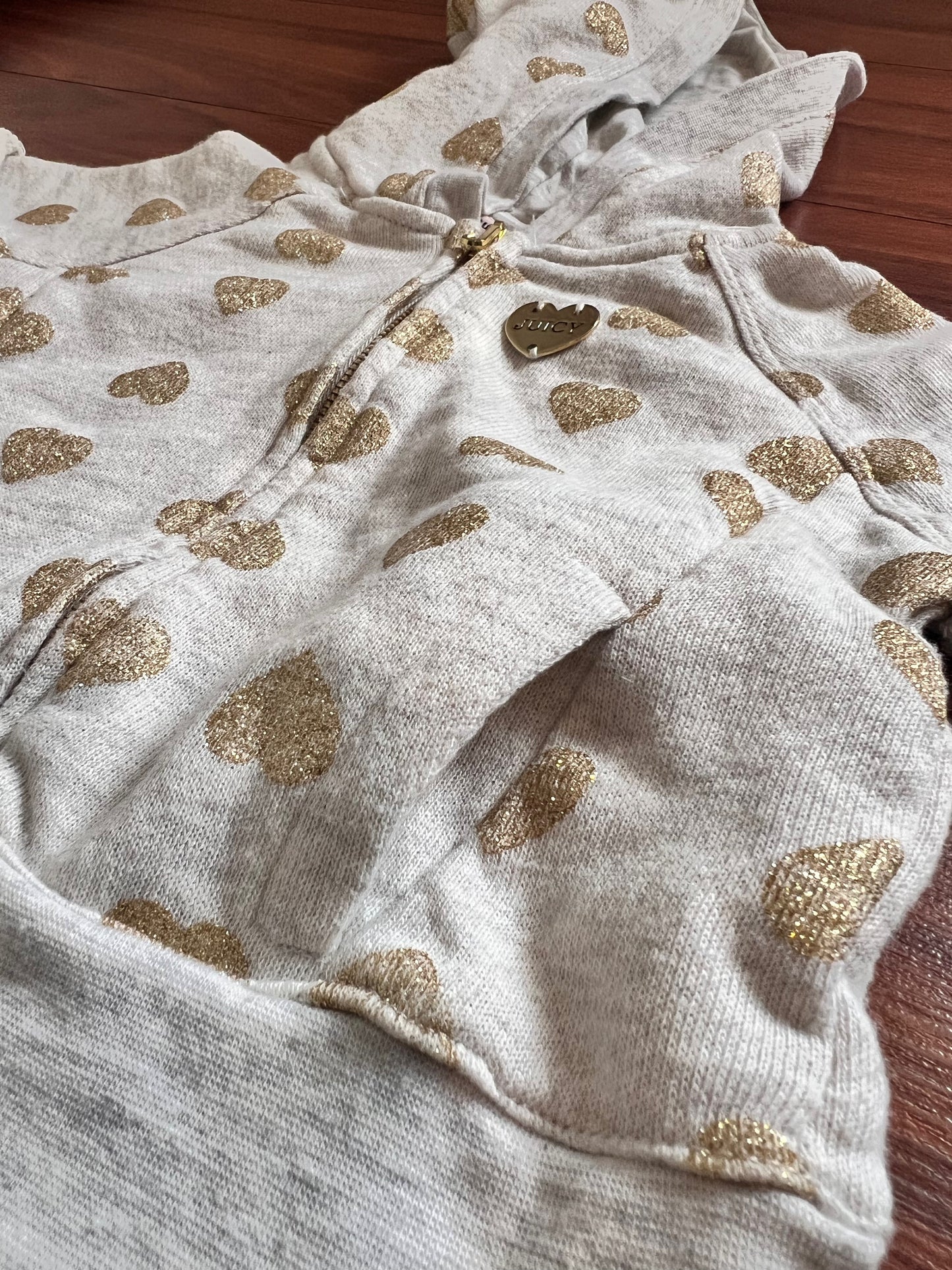 Juicy Couture Gold & Cream Heart Shirt w/Hood