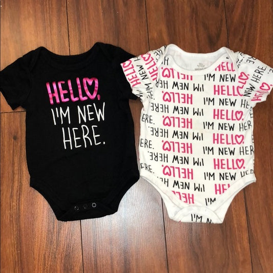 Mini B Hello Onesie Bodysuits (2 Piece)