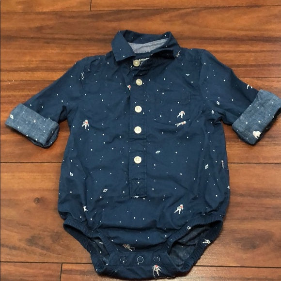 OshKosh Bgosh Blue Astronaut Button Down Bodysuit