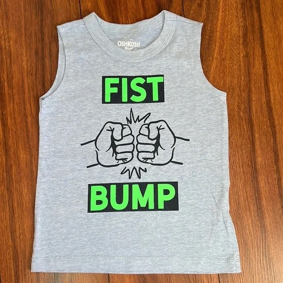 Oshkosh B'gosh Grey Neon Green Tank "Fist Bump"